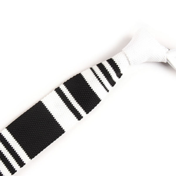黒白-ニット-ネクタイ-ニットタイプ-全長-約141cm-剣幅-約5cm-さわやか系-ブラック-男女-祝-おしゃれ-かわいい-結婚式-カジュアル-シンプル-スーツ-人気-プレゼント-ギフト-入園式-入学式-成人式