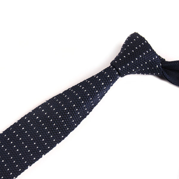 紺-ドット-ニット-ネクタイ-ニットタイプ-全長-約141cm-剣幅-約5cm-さわやか系-ブラック-男女-祝-おしゃれ-かわいい-結婚式-カジュアル-シンプル-スーツ-人気-プレゼント-ギフト-入園式-入学式-成人式