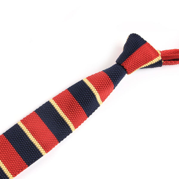 朱色-縞柄-ニット-ネクタイ-ニットタイプ-全長-約141cm-剣幅-約5cm-情熱系-奇抜-男女-祝-おしゃれ-かわいい-結婚式-カジュアル-シンプル-スーツ-人気-プレゼント-ギフト-入園式-入学式-成人式