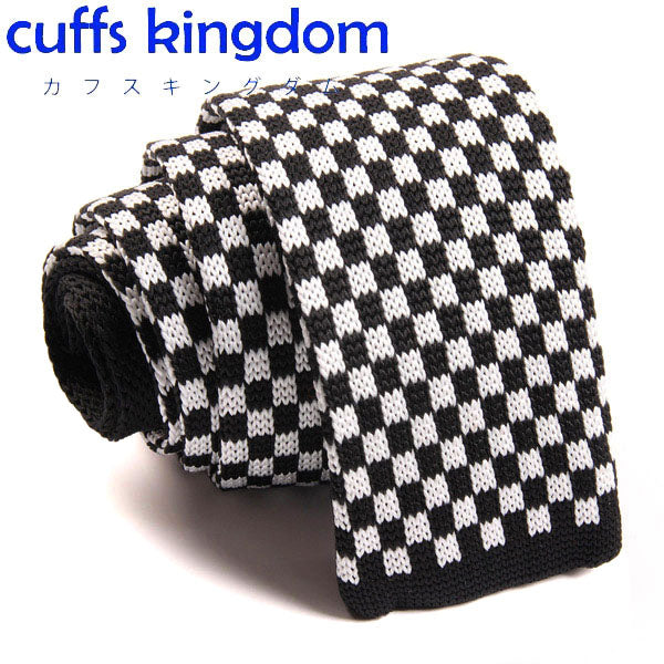 黒-白-チェッカー-フラッグ-柄-ニット-ネクタイ-ニットタイプ-全長-約141cm-剣幅-約5cm-クール系-清涼感-男女-祝-おしゃれ-かわいい-結婚式-カジュアル-シンプル-スーツ-人気-プレゼント-ギフト-入園式-入学式-成人式