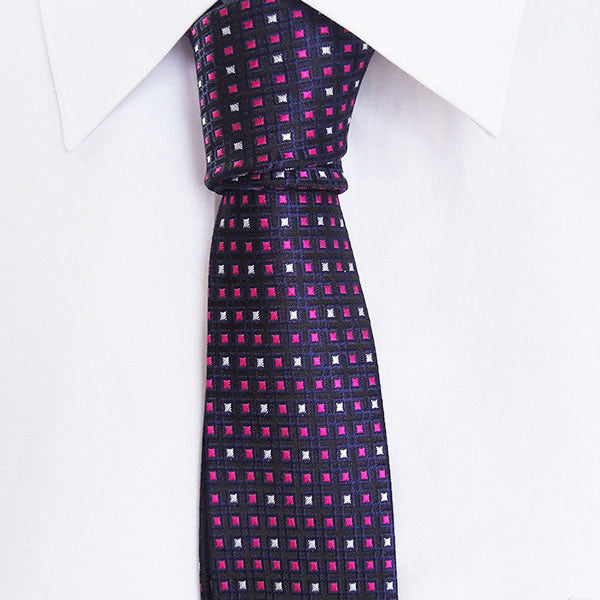 紫-四角-柄-ネクタイ-ポリエステル-100-全長-約143cm-剣幅-約6cm-スタイリッシュ系-清涼感-男女-祝-おしゃれ-かわいい-結婚式-カジュ-シンプル-スーツ-人気-プレゼント-ギフト-入園式-入学式-成人式