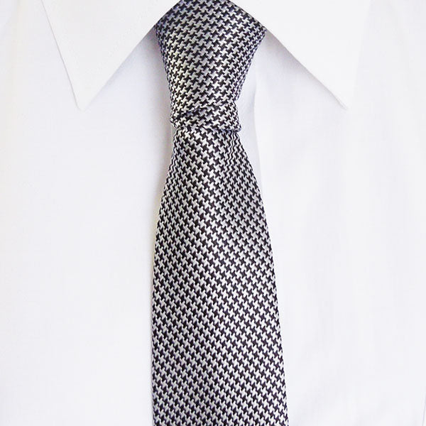 黒白-千鳥柄-ネクタイ-ポリエステル-100-全長-約143cm-剣幅-約6cm-スタイリッシュ系-清涼感-男女-祝-おしゃれ-かわいい-結婚式-カジュ-シンプル-スーツ-人気-プレゼント-ギフト-入園式-入学式-成人式