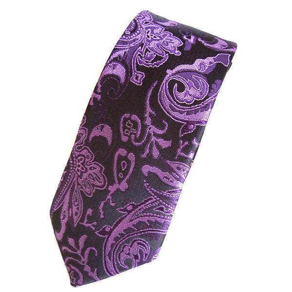 紫-ペーズリー柄-ネクタイ-ポリエステル-100-全長-約143cm-剣幅-約6cm-スタイリッシュ系-清涼感-男女-祝-おしゃれ-かわいい-結婚式-カジュ-シンプル-スーツ-人気-プレゼント-ギフト-入園式-入学式-成人式
