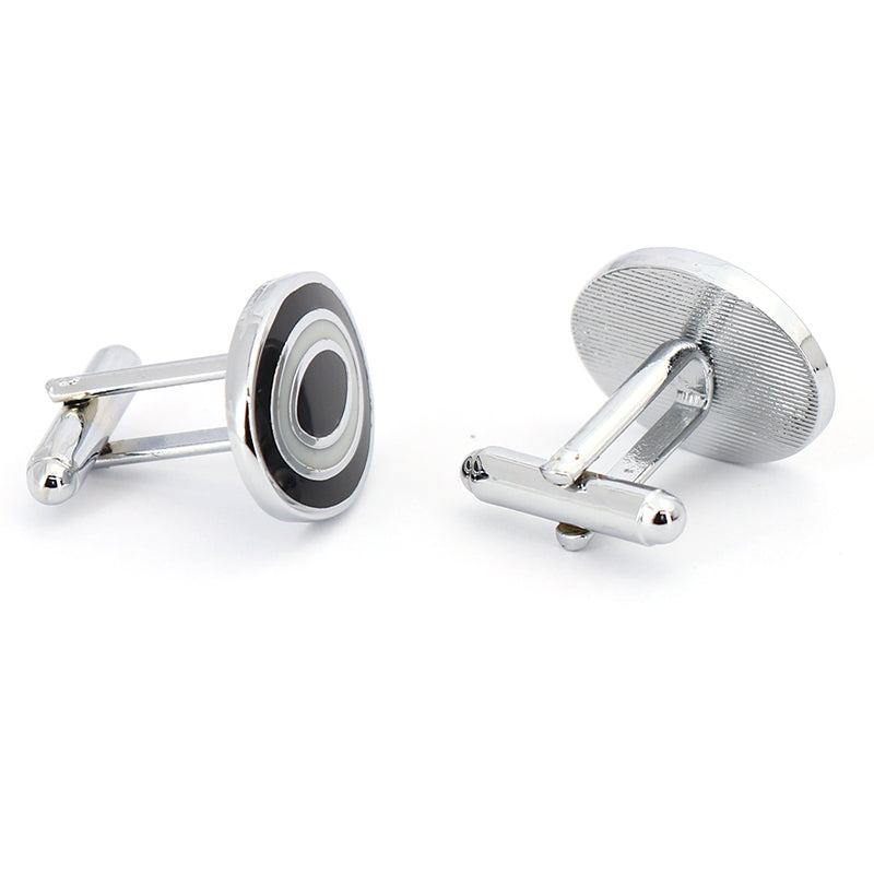 【 激安 + 即納 】 ■ ブラック&グレーのサークル【 色 :黒・灰 】 カフスボタン ■ 男女 カフリングス 営業マン おしゃれ おすすめ 結婚式 カジュアル人気 プレゼント 男性 正装 ウエディング 入園式 父の日 彼氏 夫 入学式 成人式