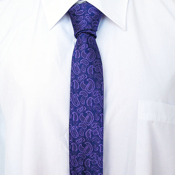 細かな-ペーズリー柄-紫-ネクタイ-ポリエステル-100-全長-約143cm-剣幅-約6cm-スタイリッシュ系-清涼感-男女-祝-おしゃれ-かわいい-結婚式-カジュ-シンプル-スーツ-人気-プレゼント-ギフト-入園式-入学式