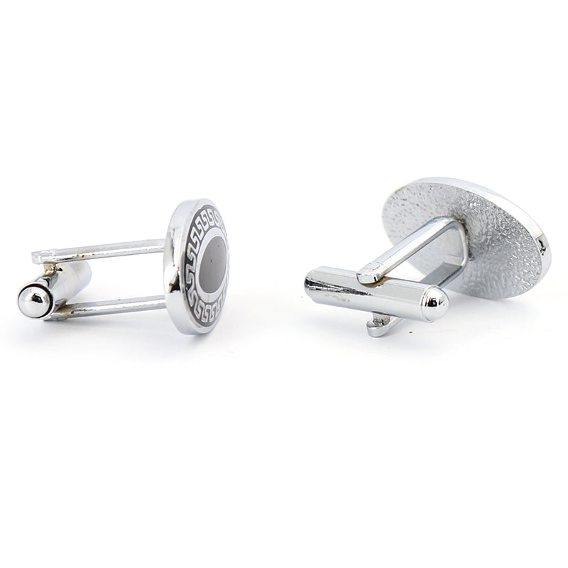 【 激安 + 即納 】 ■ ブラック&シルバー 楕円 【 色 :黒・銀 】 カフスボタン ■ 男女 カフリングス おしゃれ おすすめ 結婚式 カジュアル シンプル スーツ シャツ 人気 プレゼント 男性 正装 入園式 父の日 彼氏 夫 入学式 成人式