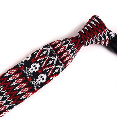 炎-スカル柄-ニット-ネクタイ-ニットタイプ-スタイリッシュ系-やる気-男女-祝-おしゃれ-かわいい-結婚式-カジュアル-面白-ユニーク-スーツ-人気-プレゼント-ギフト-入園式-入学式-成人式