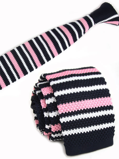 紺-白-ピンク-3色-ボーダー-ニット-ネクタイ-ニットタイプ-スタイリッシュ系-シンプル-クール-男女-祝-おしゃれ-かわいい-結婚式-カジュアル-スーツ-人気-プレゼント-ギフト-入園式-入学式-成人式