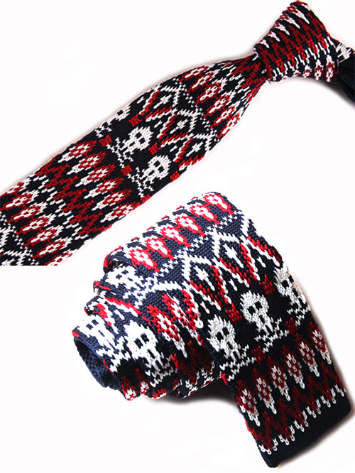 紺-赤-白-編み込み-ニットタイ-メリヤス編み-スッキリタイプ-スタイリッシュ系-シンプル-クール-男女-祝-おしゃれ-かわいい-結婚式-カジュアル-スーツ-人気-プレゼント-ギフト-入園式-入学式-成人式