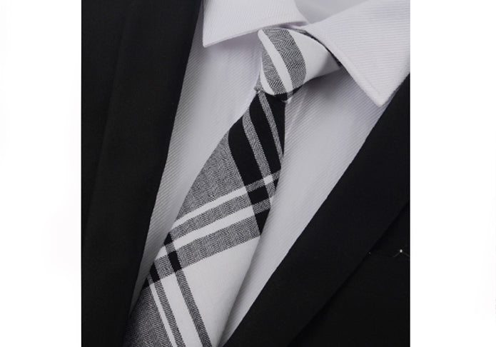 カラー-綿-ネクタイ-ブラック-トーン-オン-トーン-チェック柄-シンプル-男女-エレガント-祝-おしゃれ-かわいい-結婚式-カジュアル-スーツ-人気-プレゼント-ギフト-入園式-入学式-成人式-新春