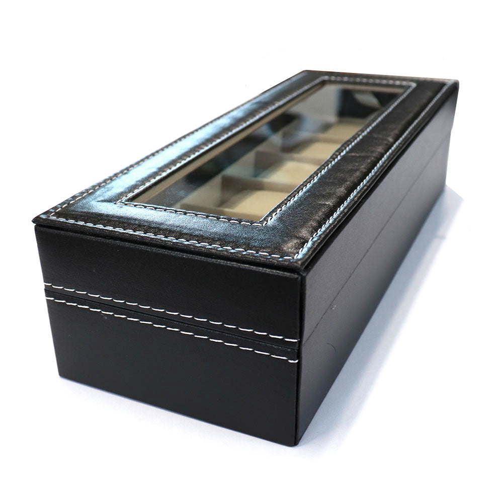 腕時計 6本 収納 PU ボックス アクリル 天板【 ブラック 】裏地 柔らか 素材 ロック付き コレクション 高品質 高級時計 保管 ケース メンズ 父の日 誕プレ 収集 飾る インテリア 安心