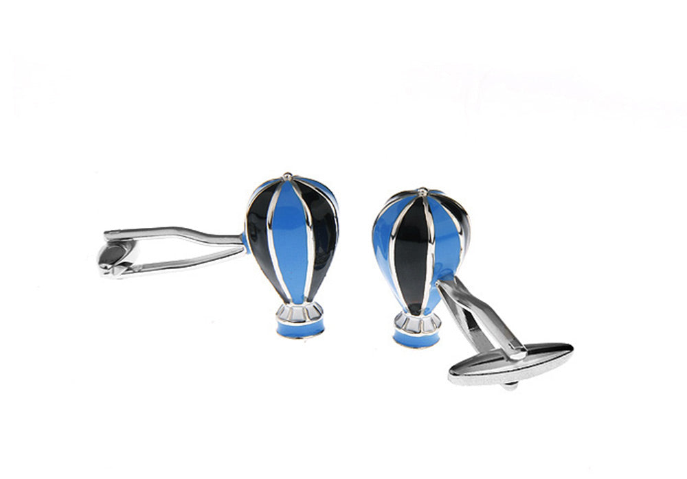 青-x-黒-熱気球-カフスボタン-青-系-ブルー-男女-カフリングス-営業マン-おしゃれ-かわいい-結婚式-カジュアル-ユニーク-スーツ-人気-プレゼント-ギフト-入園式-入学式-成人式