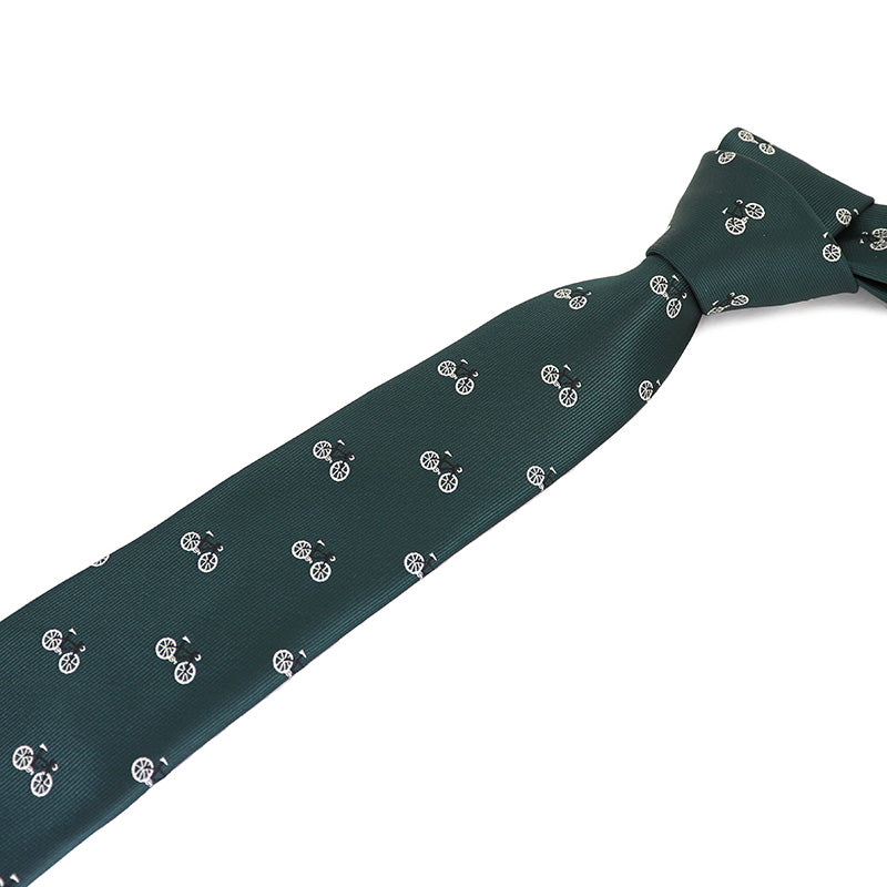 グリーン生地-自転車-刺繍-可愛い-スポーツ-ネクタイ-ポリエステル-全長-約-145cm-剣幅-約-6cm-おしゃれ-かわいい-結婚式-カジュアル-シンプル-スーツ-人気-プレゼント-ギフト-春-成人式