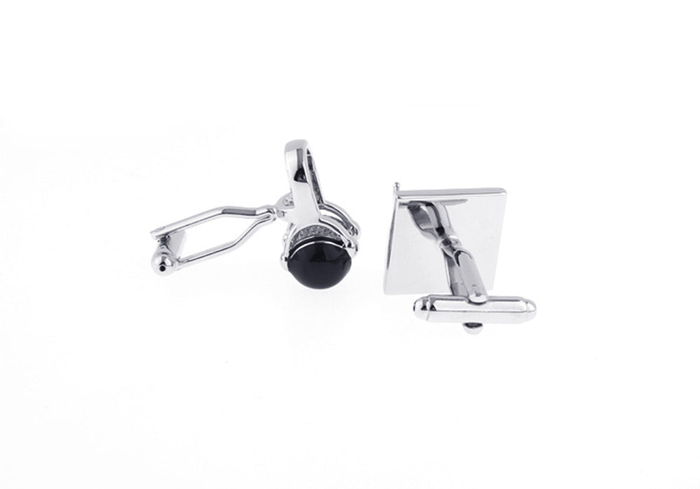 djターンテーブル-ヘッドホン-アシメカフスボタン-ブラック-カフスボタン-黒系-ブラック-男女-カフリングス-営業マン-おしゃれ-かわいい-結婚式-カジュアル-リアル-スーツ-人気-プレゼント-ギフト-入園式-入学式-成人式