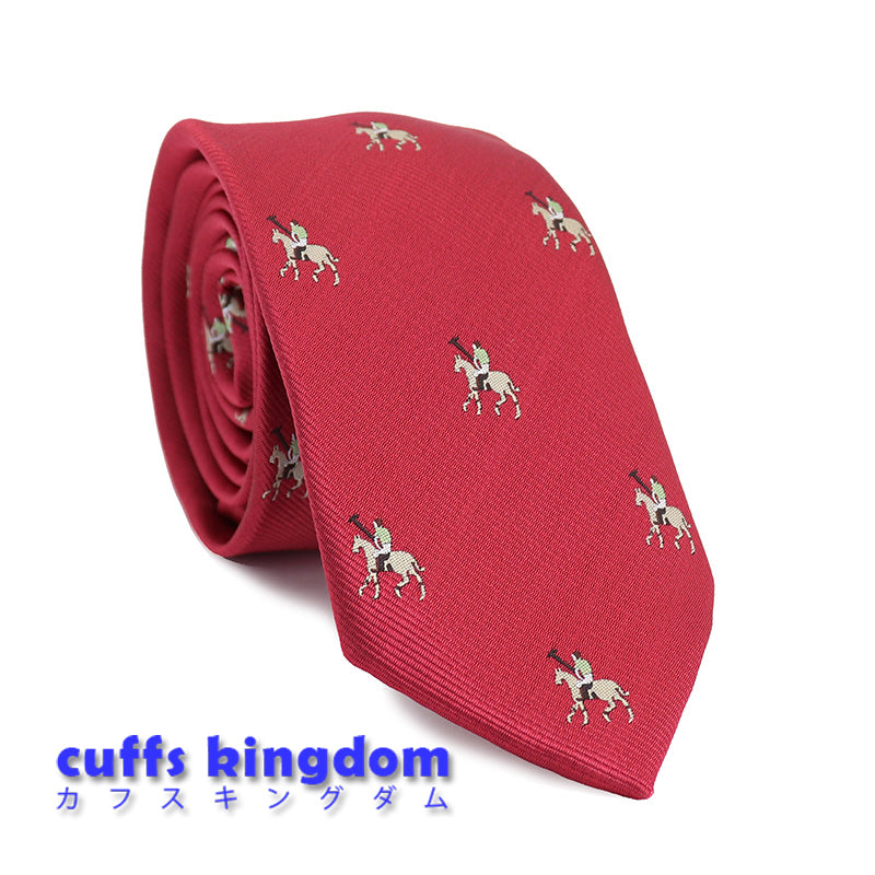 レッドベース-乗馬-刺繍-可愛い-動物-ネクタイ-ペット-ポリエステル-全長-約-145cm-剣幅-約-6cm-おしゃれ-かわいい-結婚式-カジュアル-シンプル-スーツ-人気-プレゼント-ギフト-春-成人式