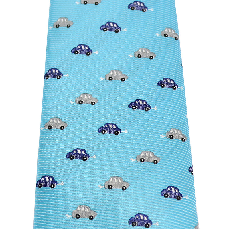 スカイブルー-クルマ-刺繍-可愛い-乗り物-ネクタイ-ペット-ポリエステル-全長-約-145cm-剣幅-約-6cm-おしゃれ-かわいい-結婚式-カジュアル-シンプル-スーツ-人気-プレゼント-ギフト-春-成人式