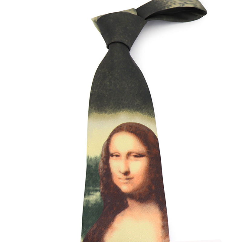 モナリザ-美術品-アート-ネクタイ-ペット-ポリエステル-全長-約-145cm-剣幅-約-9cm-おしゃれ-かわいい-結婚式-カジュアル-シンプル-スーツ-人気-プレゼント-ギフト-春-成人式