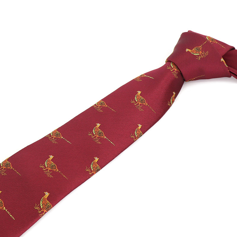 えんじ色-鳥-可愛い-趣味-ネクタイ-動物-ポリエステル-全長-約-145cm-剣幅-約-7cm-おしゃれ-かわいい-結婚式-カジュアル-シンプル-スーツ-人気-プレゼント-ギフト-春-成人式