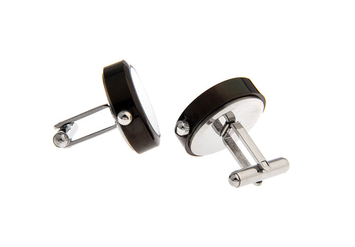 時計-機能付き-アナログ-時計-丸型-黒-カフスボタン-黒系-ブラック-男女-カフリングス-営業マン-リアル-おしゃれ-かわいい-結婚式-カジュアル-シンプル-スーツ-人気-プレゼント-ギフト-入園式-入学式-成人式