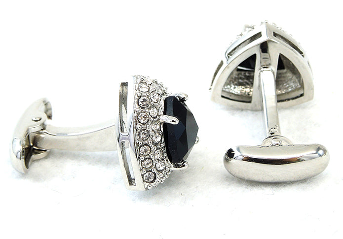 豪華-ジュエリー-シルバー-x-ブラック-カフスボタン-銀色系-男女-カフリングス-営業マン-おしゃれ-かわいい-結婚式-カジュアル-シンプル-スーツ-ゴージャス-人気-プレゼント-ギフト-入園式-入学式-成人式