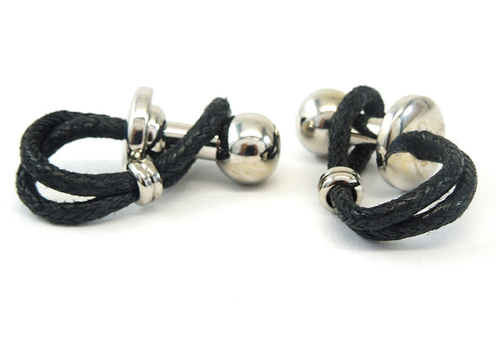 puレザーロープ-ブラック-カフスボタン-銀色-系-男女-カフリングス-営業マン-おしゃれ-かわいい-結婚式-カジュアル-シンプル-スーツ-人気-プレゼント-ギフト-入園式-入学式-成人式