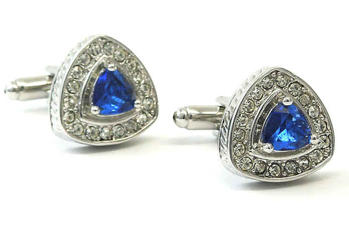 豪華-ジュエリー-シルバー-x-ダークブルー-カフスボタン-青-系-ブルー-男女-カフリングス-営業マン-おしゃれ-かわいい-結婚式-カジュアル-シンプル-スーツ-人気-プレゼント-ギフト-入園式-入学式-成人式