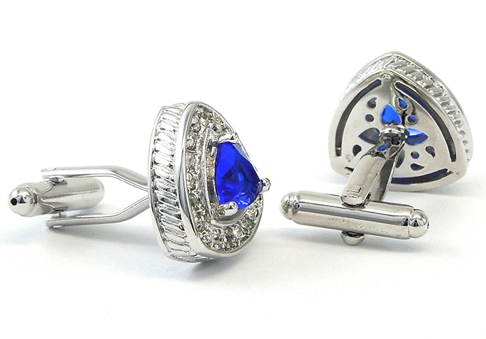 豪華-ジュエリー-シルバー-x-ブルー-カフスボタン-青系-ブルー-男女-カフリングス-営業マン-おしゃれ-かわいい-結婚式-カジュアル-シンプル-スーツ-人気-プレゼント-ギフト-入園式-入学式-成人式