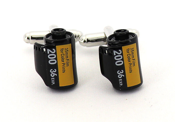 フィルム-塗装あり-黒-黄-カフスボタン-黒系-ブラック-男女-カフリングス-営業マン-おしゃれ-ユニーク-リアル-結婚式-カジュアル-シンプル-スーツ-人気-プレゼント-ギフト-入園式-入学式-成人式