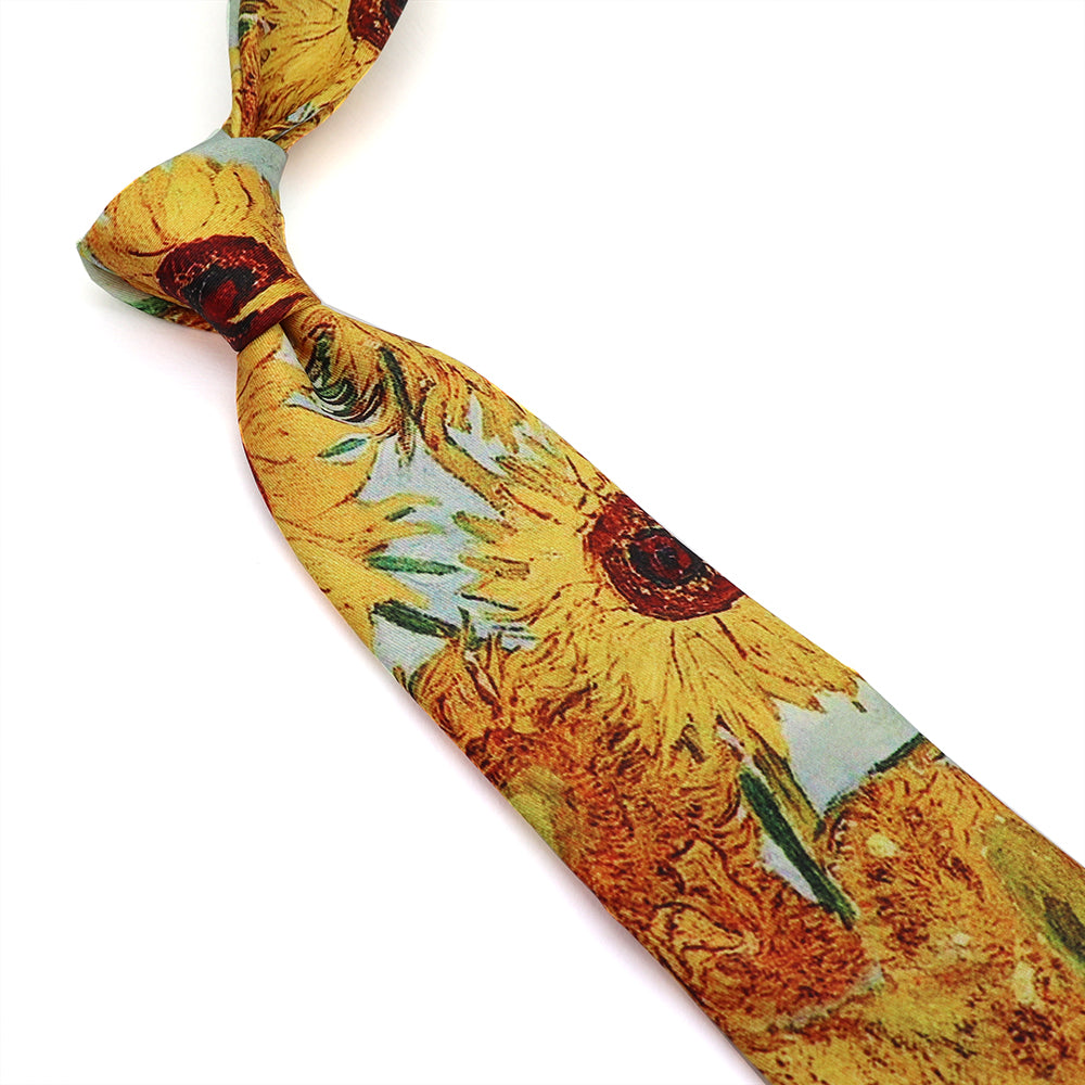 ヒマワリ プリント ネクタイ アート ポリエステル 全長 : 約 145cm 剣幅 : 約 9cm おしゃれ かわいい 結婚式 ビジネス フォーマル スーツ 人気 プレゼント ギフト 夏