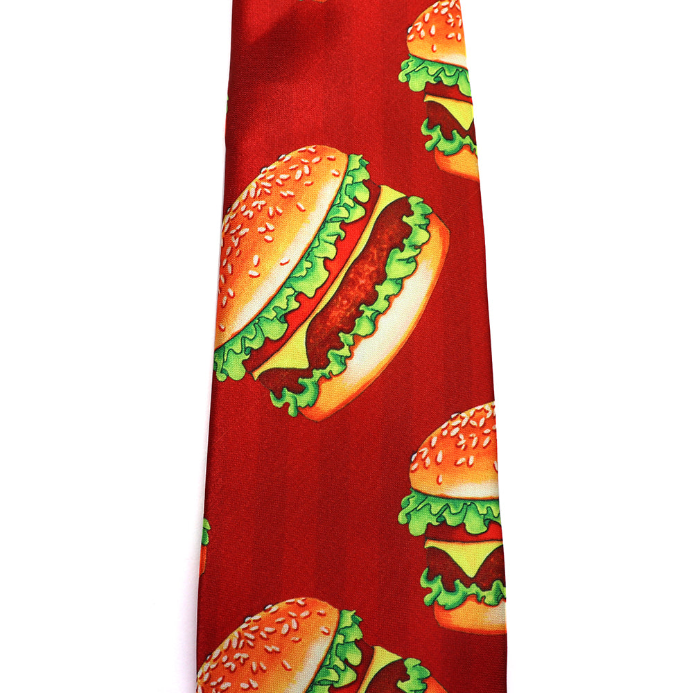 ハンバーガー イラスト ネクタイ おしゃれ かわいい ユニーク 人気 カラフル 料理 クッキング フード ランチ プレゼント ギフト 幅8cm