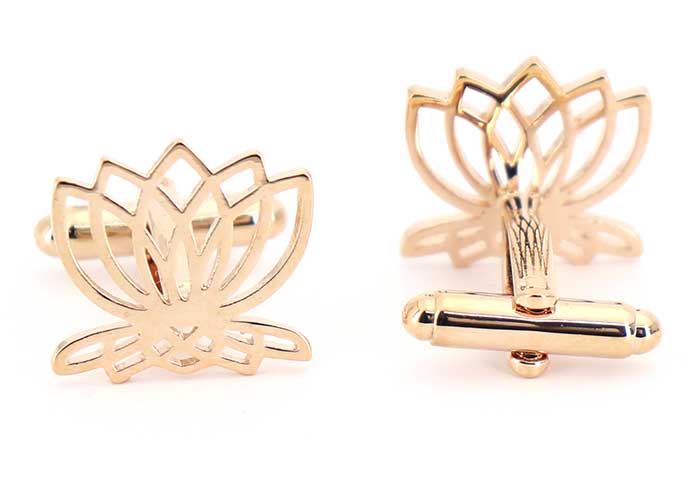 蓮の花-モチーフ-宗教-銅色-カフスボタン-brown-落ち着く-男女-カフリングス-プレゼント-人気-個性-おしゃれ-結婚式-カフス専門店