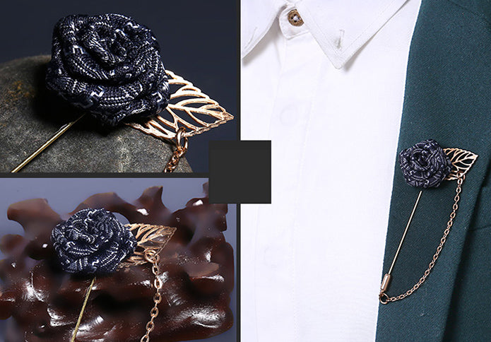 ナイロン-薔薇-モチーフ-スーツ-アクセ-藍銀色-ラペルピン-おしゃれ-かわいい-プレゼント-高級感-メンズ-お礼-ギフト-アクセサリ