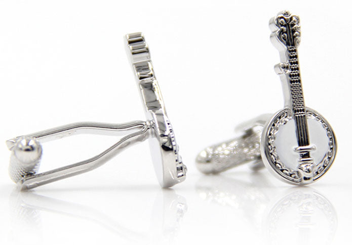 バンジョー-楽器-カフス-色-白-銀-カフスボタン-ホワイト-おしゃれ-男女-カフリングス-スーツ-プレゼント-趣味-楽器-大人気-結婚式-カフス専門店