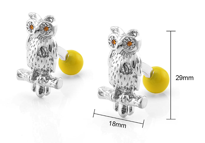 月とフクロウ-カフリングス-色-銀色-カフスボタン-シルバー-男女-営業マン-鳥-おしゃれ-結婚式-スーツ-人気-カフリングス-プレゼント-ギフト-入園式-入学式-成人式