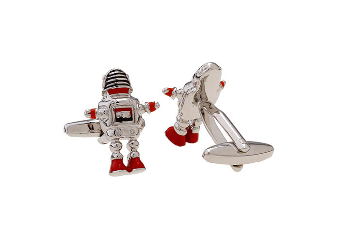 ロボット-宇宙服-カフリングス-色-銀-赤色-カフスボタン-レッド-おもしろ系-男女-営業マン-結婚式-スーツ-人気-カフリングス-プレゼント-ギフト-入園式-入学式-成人式