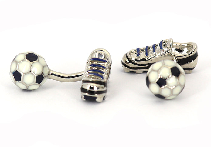 サッカー-ボール-スパイクシューズ-アシメトリ-カフリングス-色-黒-白色-カフスボタン-黒-男女-サッカー-スポーツ-おしゃれ-大人気-スーツ-結婚式-プレゼント-入園式-入学式-成人式-カフス専門店