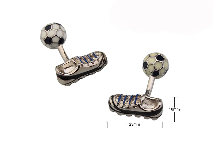 サッカー-ボール-スパイクシューズ-アシメトリ-カフリングス-色-黒-白色-カフスボタン-黒-男女-サッカー-スポーツ-おしゃれ-大人気-スーツ-結婚式-プレゼント-入園式-入学式-成人式-カフス専門店
