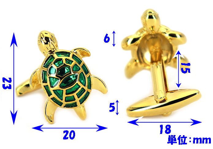 縁起物 カメ 【 金 x 緑 色 】【 銀 x 青 色 】【 銀 x 赤 色 】 カフスボタン 【 おすすめ おしゃれ 縁起物 かわいい 男女 営業マン 結婚式 スーツ 人気 カフリングス プレゼント ギフト 入園式 入学式 成人式 】