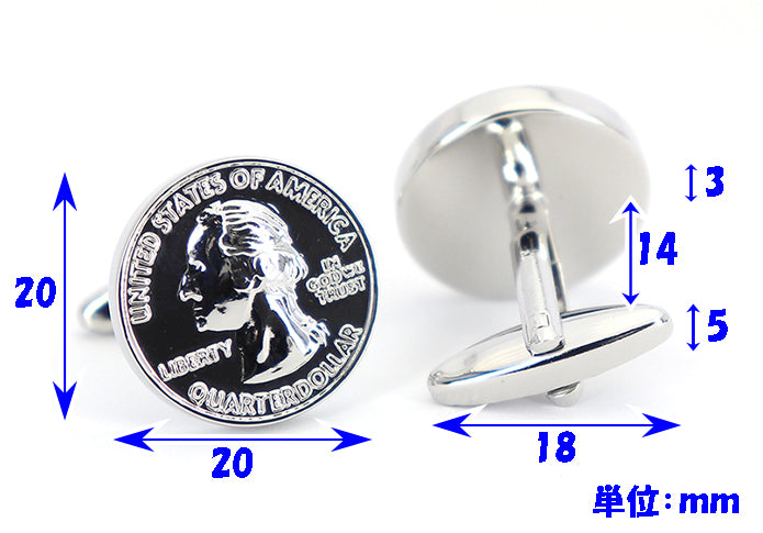 米-ドル-25-セント-硬貨-風-カフスボタン-銀色-シルバー系-男女-円形-おすすめ-おしゃれ-男女-営業マン-結婚式-スーツ-人気-カフリングス-プレゼント-ギフト-入園式-入学式-成人式