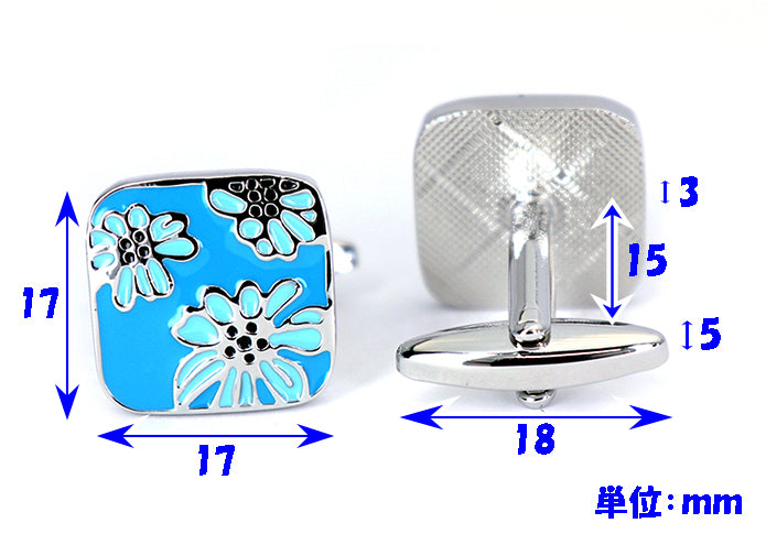 色味-鮮やか-ブルー-フラワー-カフスボタン-スカイブルー-色-フラワー系-男女-おすすめ-おしゃれ-男女-キュート-かわいい-営業マン-結婚式-スーツ-人気-カフリングス-プレゼント-ギフト-入園式-入学式-成人式