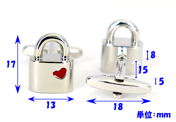 ワンポイント-ハート-9829-アクセント-南京錠-カフスボタン-銀色-シルバー系-男女-おすすめ-おしゃれ-男女-かわいい-営業マン-結婚式-スーツ-人気-カフリングス-プレゼント-ギフト-入園式-入学式-成人式