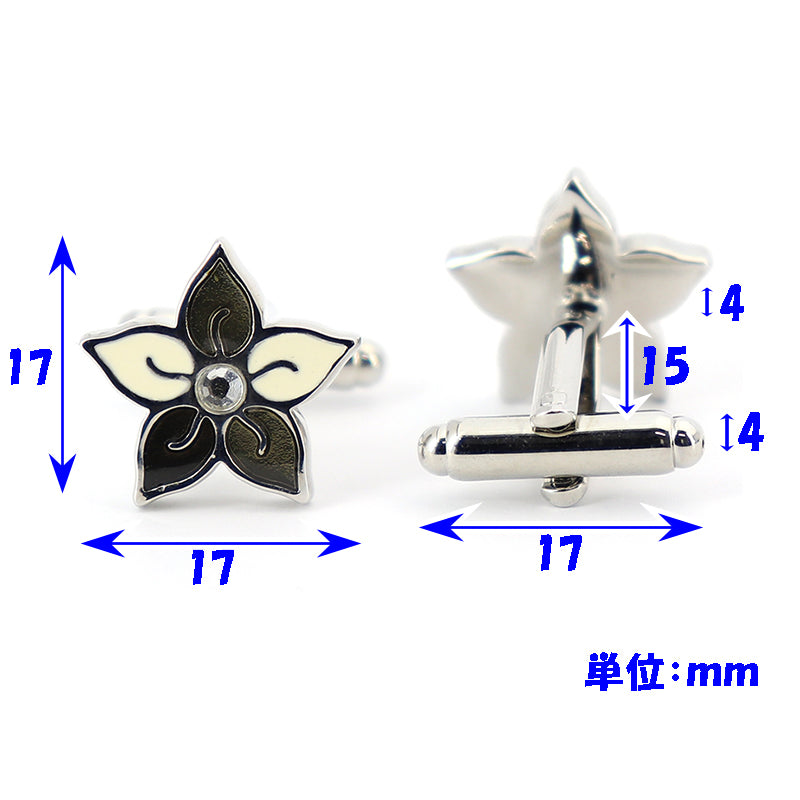 花びらカフスボタン-黒白-男女-カフリングス-プレゼント-おしゃれ-結婚式-カフス専門店