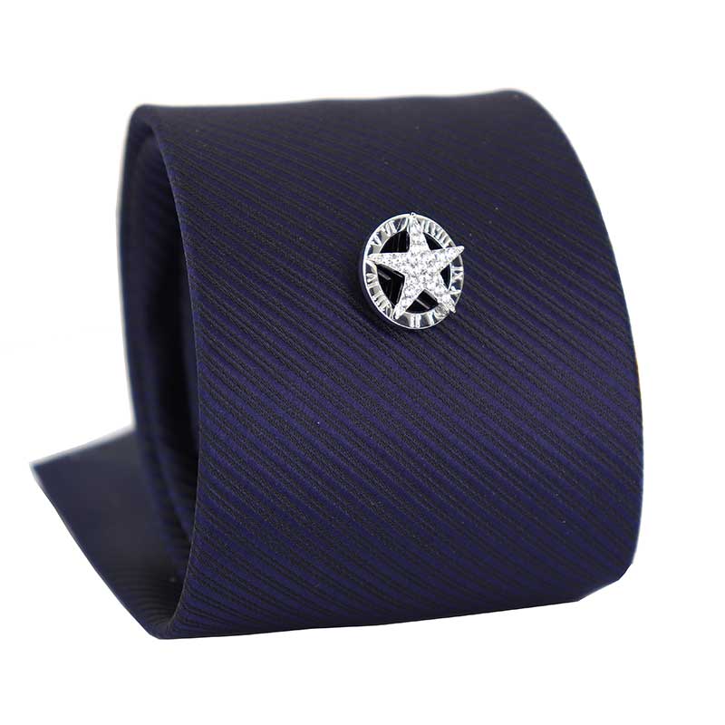 きらきら星-タイタック-ラペルピン-2way仕様-銀-黒-白色-タイタック-ラペルピン-チェーン付-シルバー系-男女-カフリングス-営業マン