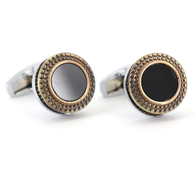 円形-ジオメトリ-カフスボタン-黒-ブロンズ-男-女-カフリングス-営業マン-おしゃれ-かわいい-結婚式-カジュアル-シンプル-スーツ-人気-プレゼント-ギフト-入園式-入学式-成人式