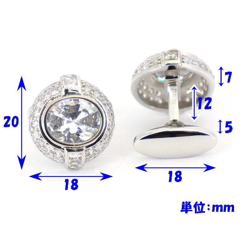 豪華-きらびやか-半円-カフス-銀-男女-カフリングス-営業マン-おしゃれ-かわいい-結婚式-ジュエル-スーツ-人気-プレゼント-ギフト-入園式-入学式-成人式