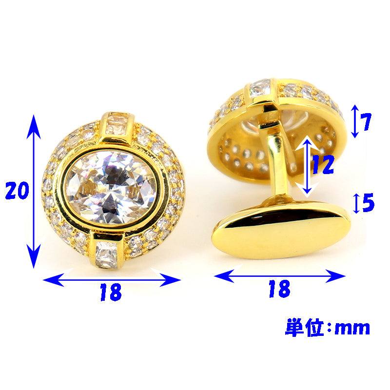 豪華-きらびやか-半円-カフス-金-男女-カフリングス-営業マン-おしゃれ-かわいい-結婚式-ジュエル-スーツ-人気-プレゼント-ギフト-入園式-入学式-成人式