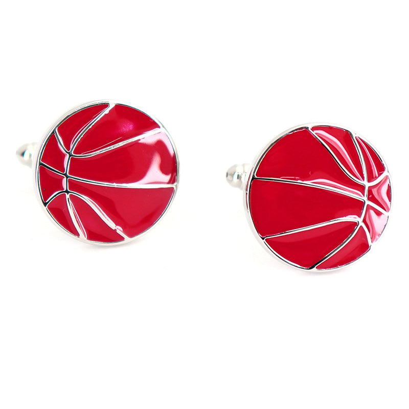 バスケットボール-スポーツ-カフスボタン-赤-色-ユニセックス-デザイン-red-バーテンダー-男-カフリングス-イケメン-プレゼント-カフス専門店