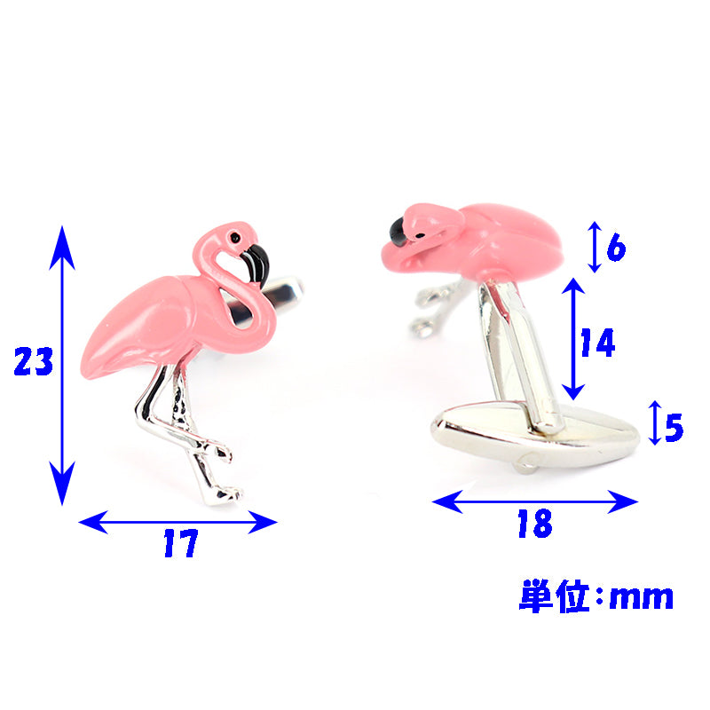 フラミンゴ-大き目-カフスボタン-桃色-動物-デザイン-ホワイトデー-バーテンダー-男-カフリングス-イケメン-プレゼント-カフス専門店
