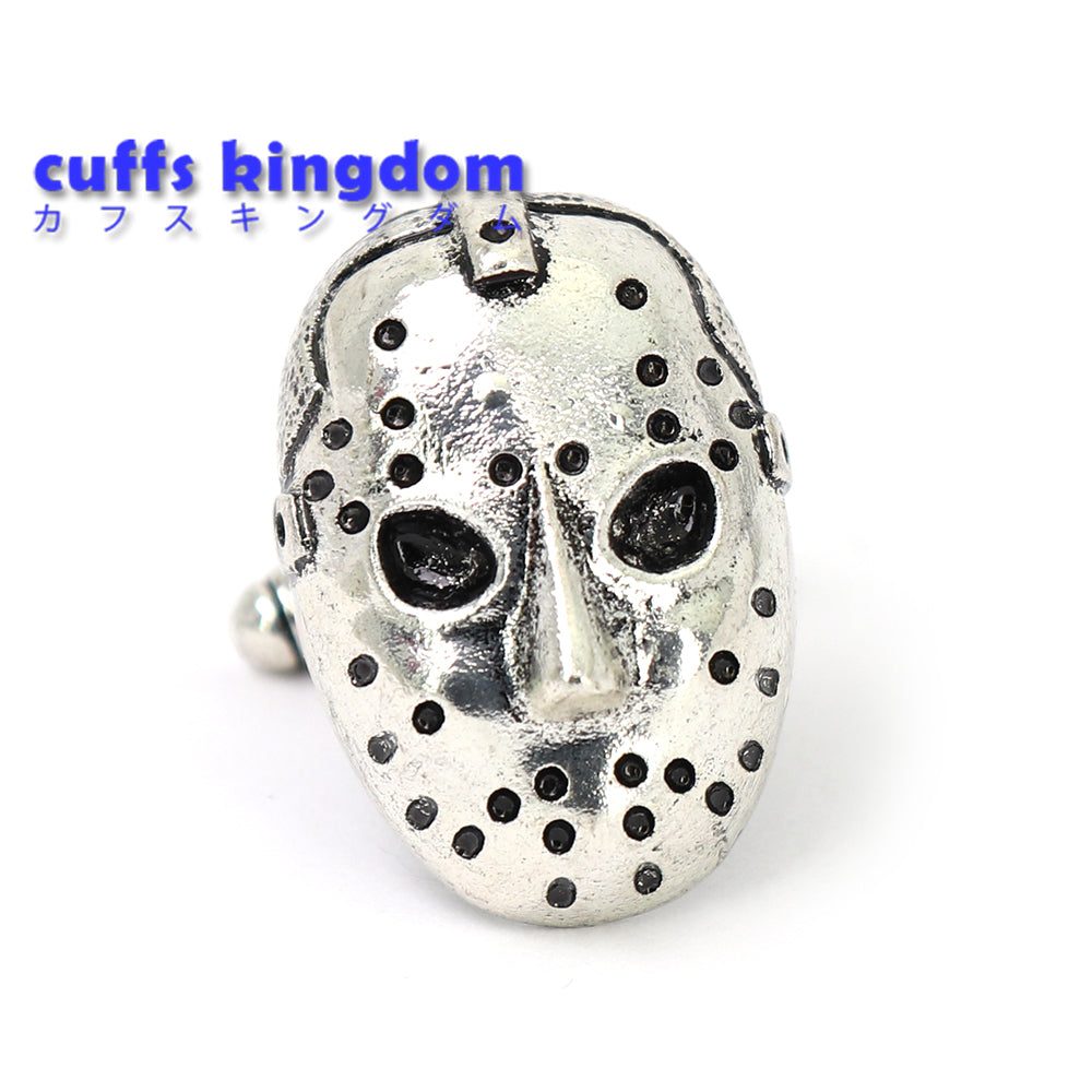 ジェイソンマスク-カフスボタン-シルバー-おもしろ系-シルバー