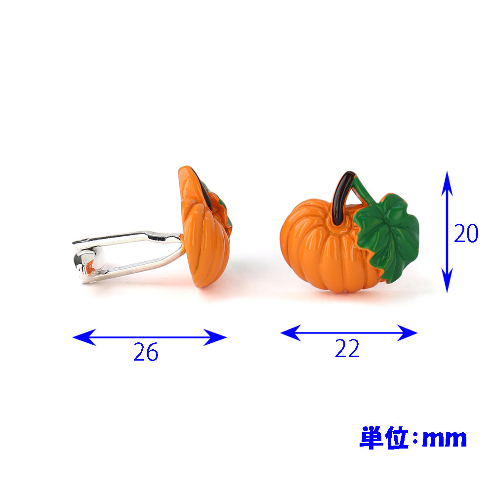 オレンジ-パンプキン-カフスボタン-かぼちゃ-ハロウィン-おしゃれ-面白-男女-ハロウィン-カフリングス-人気-個性-プレゼント-カフス専門店
